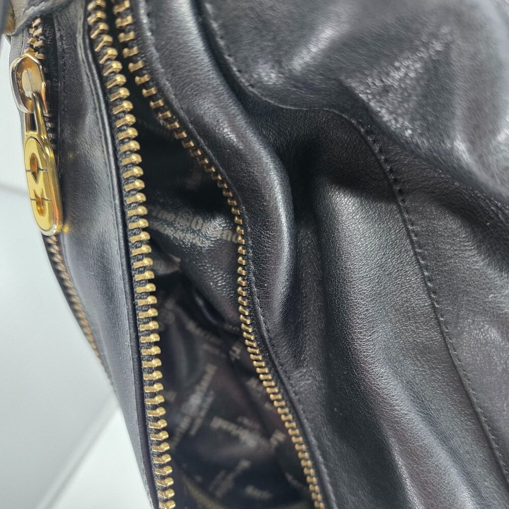 Marino Orlandi Black Leather Hobo Shoulder Bag Gold Hardware Made in Italy - Picture 14 of 16